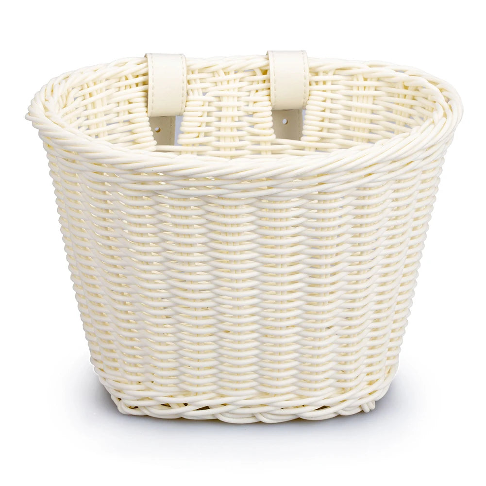Handwoven Bicycle Front Basket Adjustable Bike Handlebar Storage Basket with Bell Tassel Stickers Set
