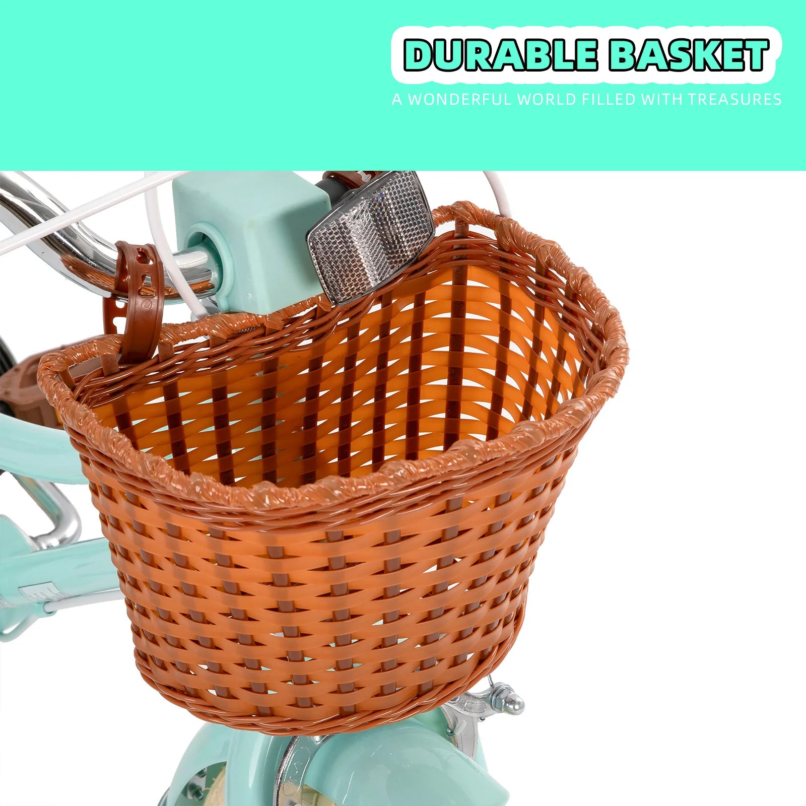 18 inch children's bicycle with basket and stable wheels, suitable for girls and boys aged 2 to 9