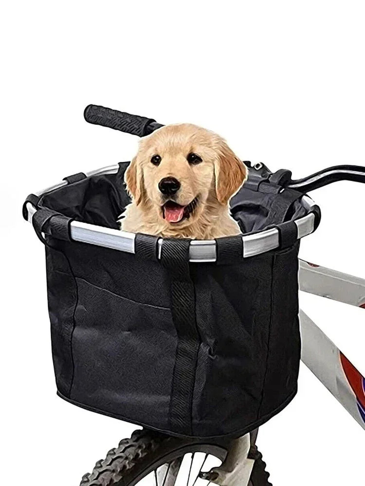 Bike Front Basket Bicycle Pet Carrying Bag Foldable and Detachable Mountainous Bicycle Basket Portable Bicycle Basket 5KG Load