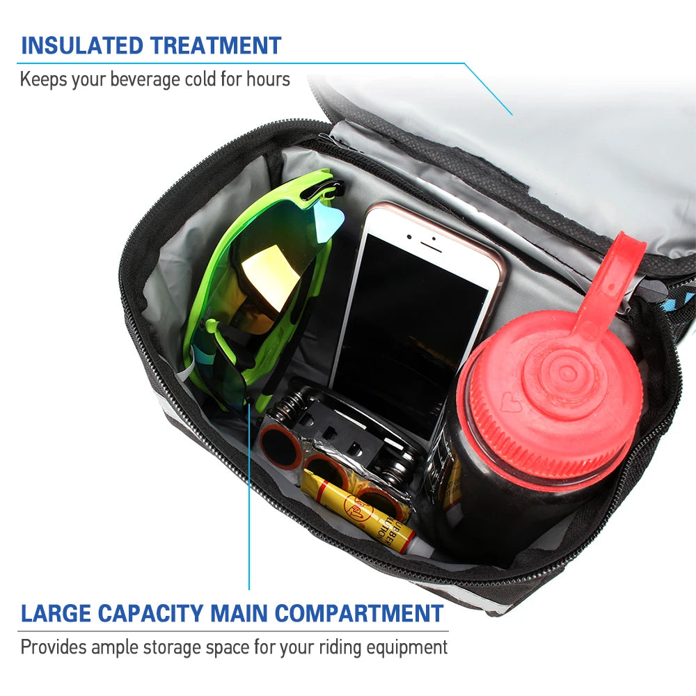 Cycle Bike Insulated Front Bag  Bike Handlebar Bag Basket Pannier Cooler Bag with Reflective Strip bike handlebar bag