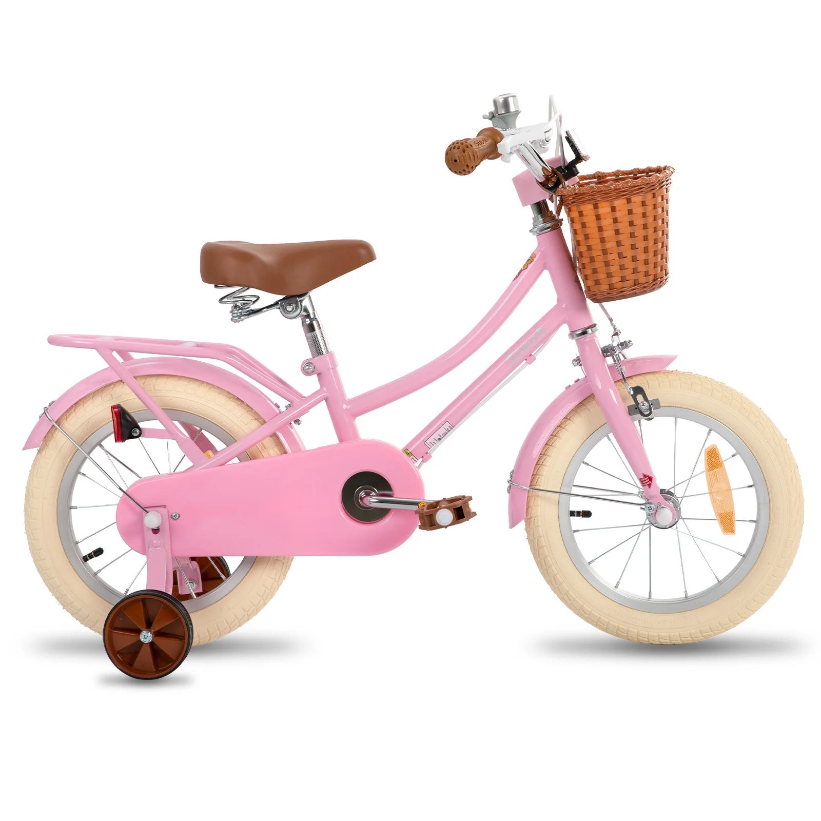 18 inch children's bicycle with basket and stable wheels, suitable for girls and boys aged 2 to 9