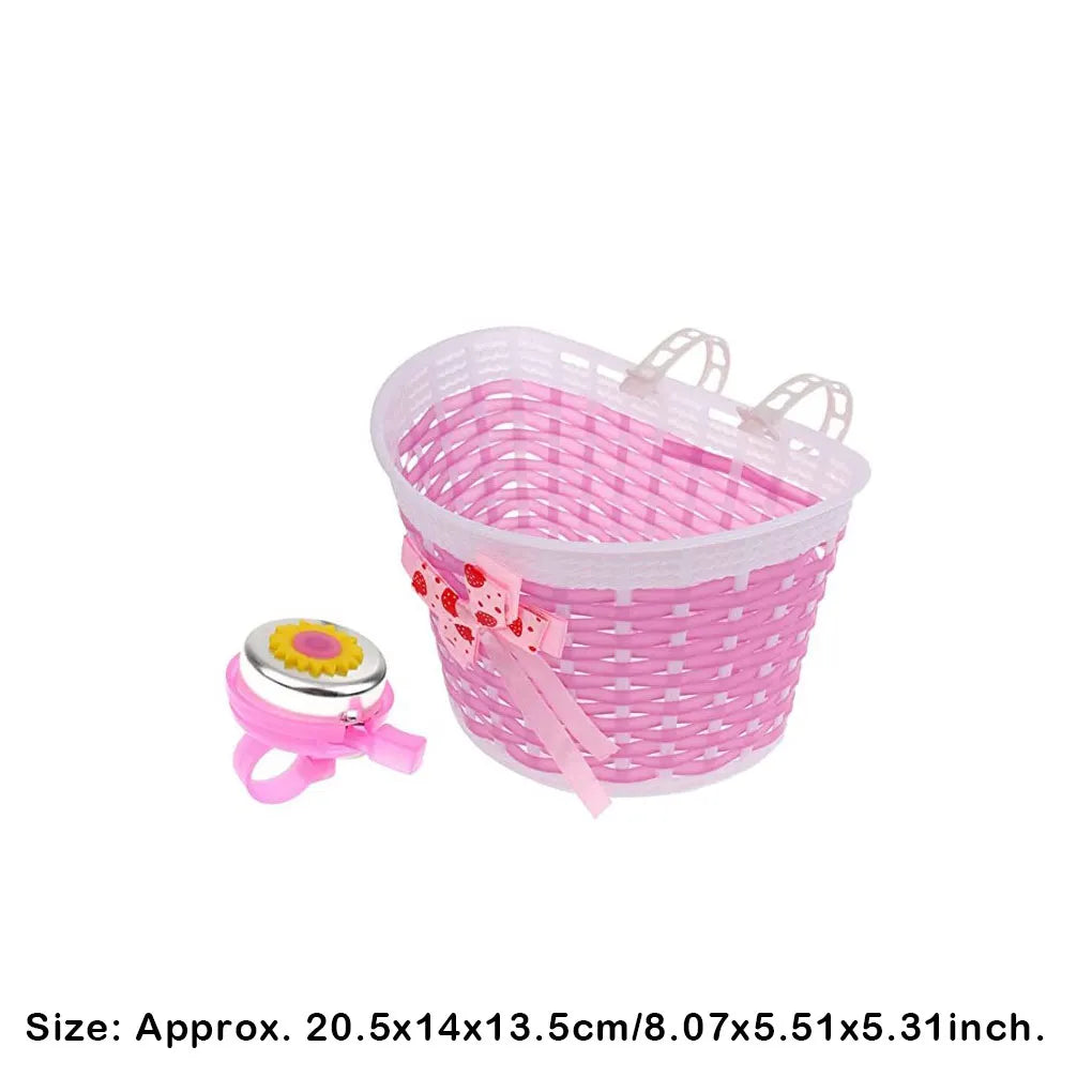 Plastic Children Bicycles Basket Portable Removable Colorful Lovely Replacement Scooter Holder Parts with Bell