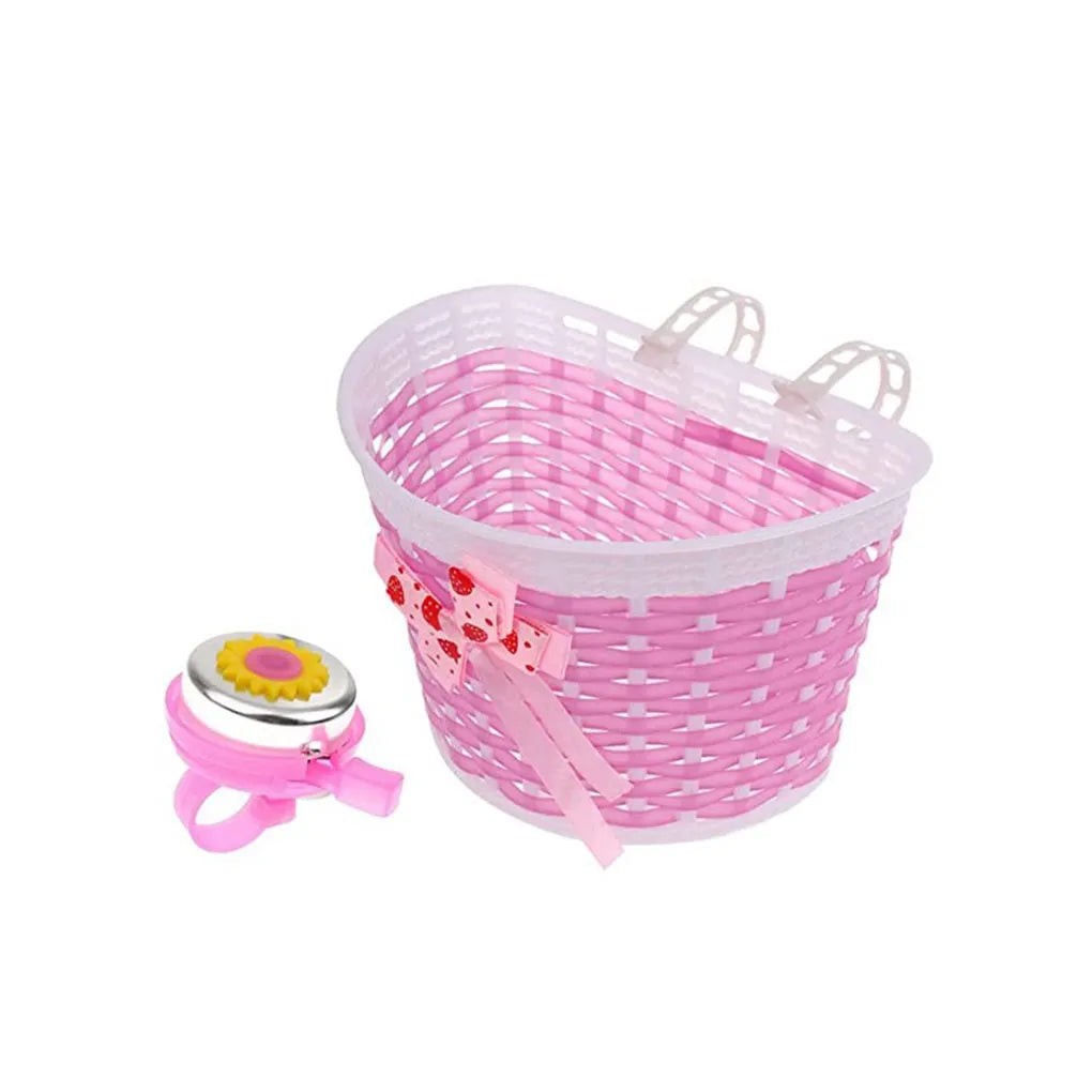 Plastic Children Bicycles Basket Portable Removable Colorful Lovely Replacement Scooter Holder Parts with Bell