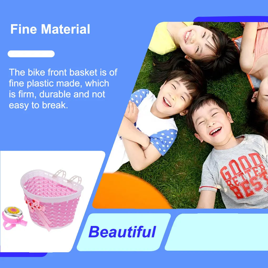 Plastic Children Bicycles Basket Portable Removable Colorful Lovely Replacement Scooter Holder Parts with Bell