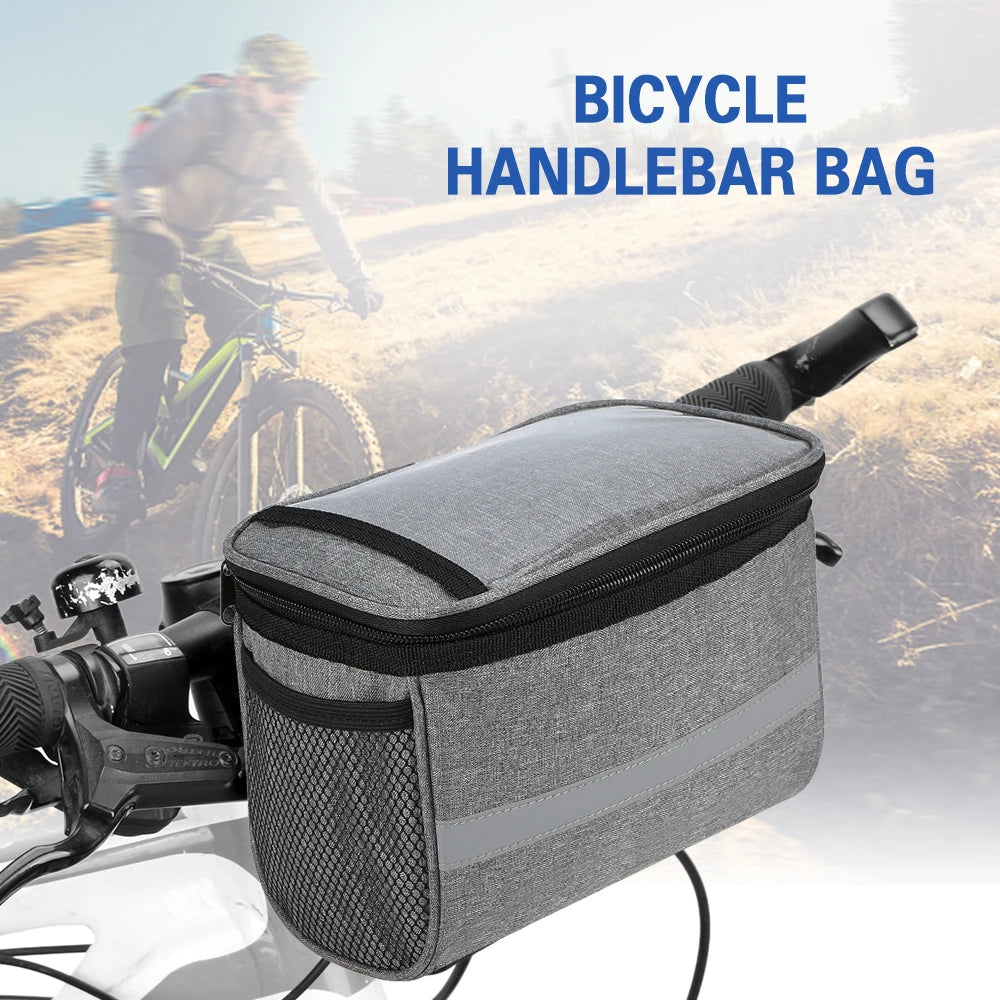 Cycle Bike Insulated Front Bag  Bike Handlebar Bag Basket Pannier Cooler Bag with Reflective Strip bike handlebar bag