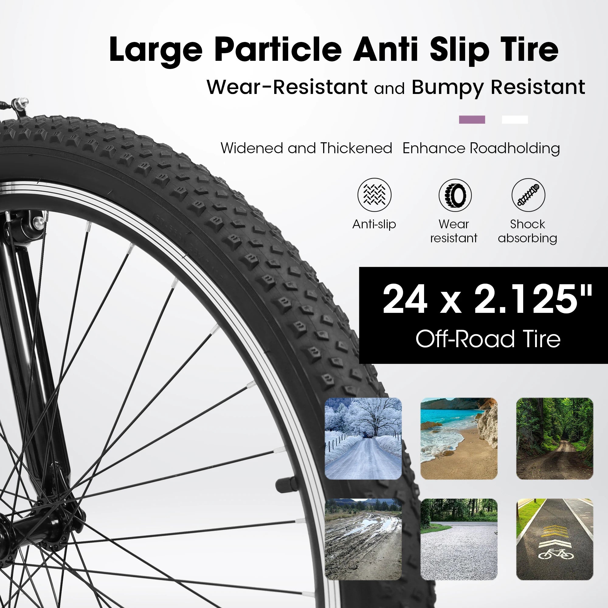 Mountain Bike 24 Inch Wheel, 21-Speed 15" Steel Frame, Trail Commuter City Mountain Bikes Female Bicycle V-Brake