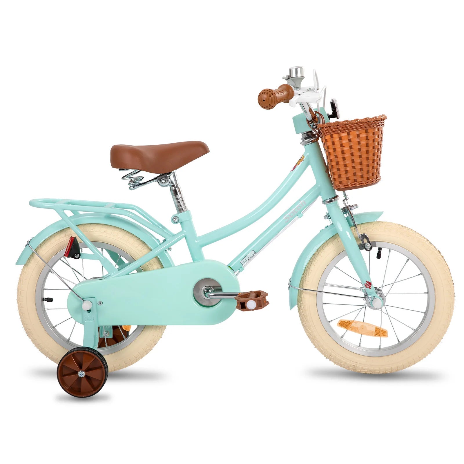 18 inch children's bicycle with basket and stable wheels, suitable for girls and boys aged 2 to 9