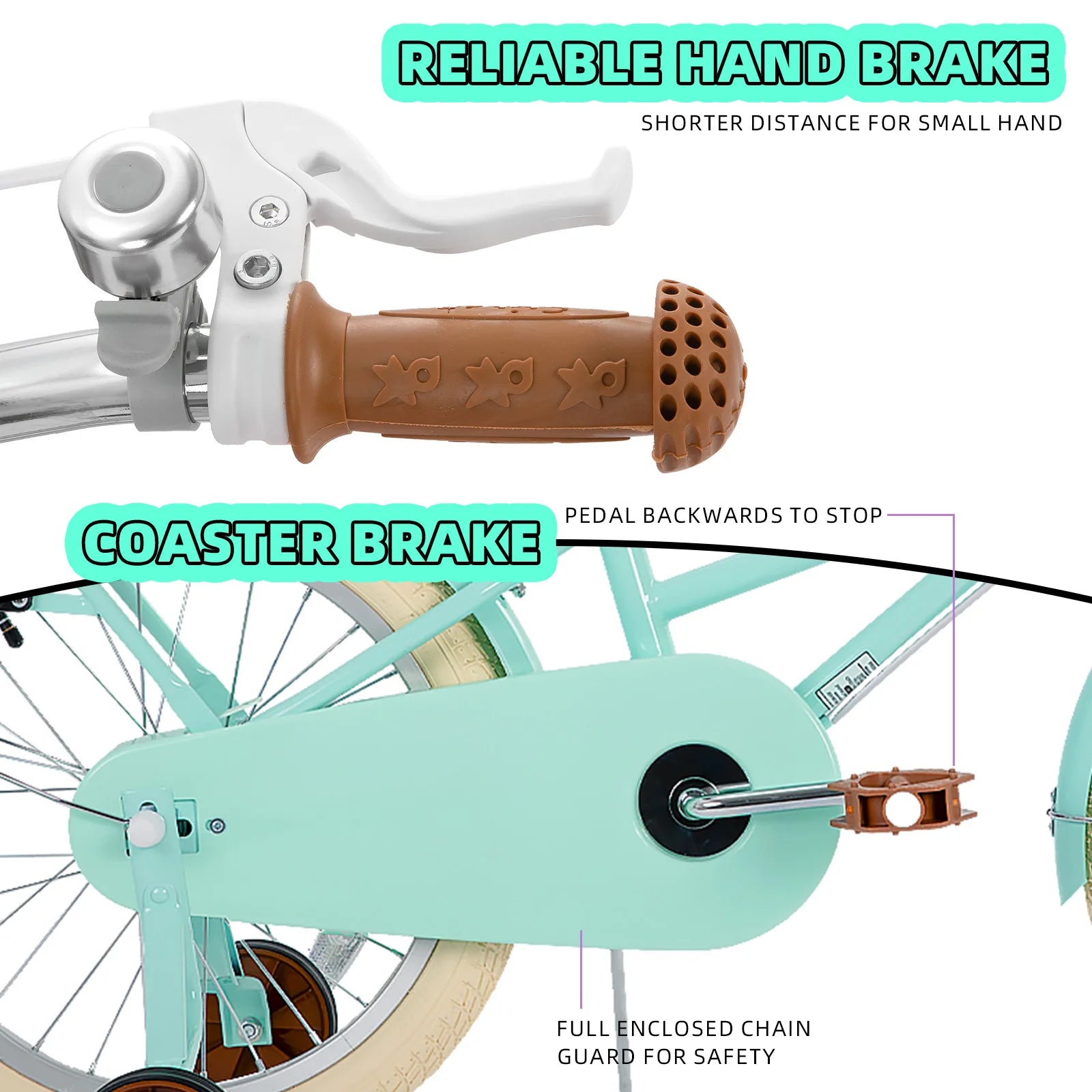 18 inch children's bicycle with basket and stable wheels, suitable for girls and boys aged 2 to 9